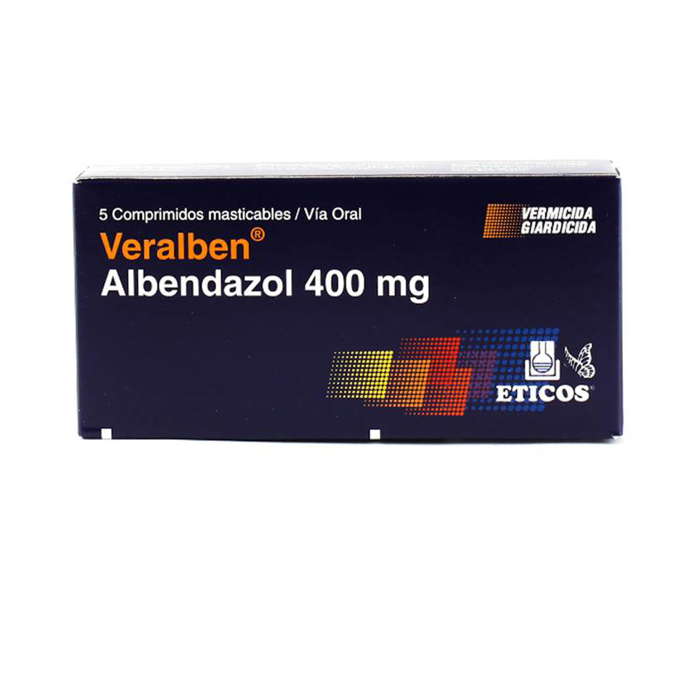 Veralben Albendazol 400 mg Caja de 5 Comprimidos Masticables