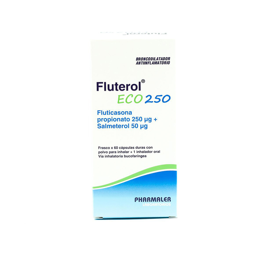 Fluterol Eco 250 Caja de 60 Cápsulas Duras mas Inhalador Oral