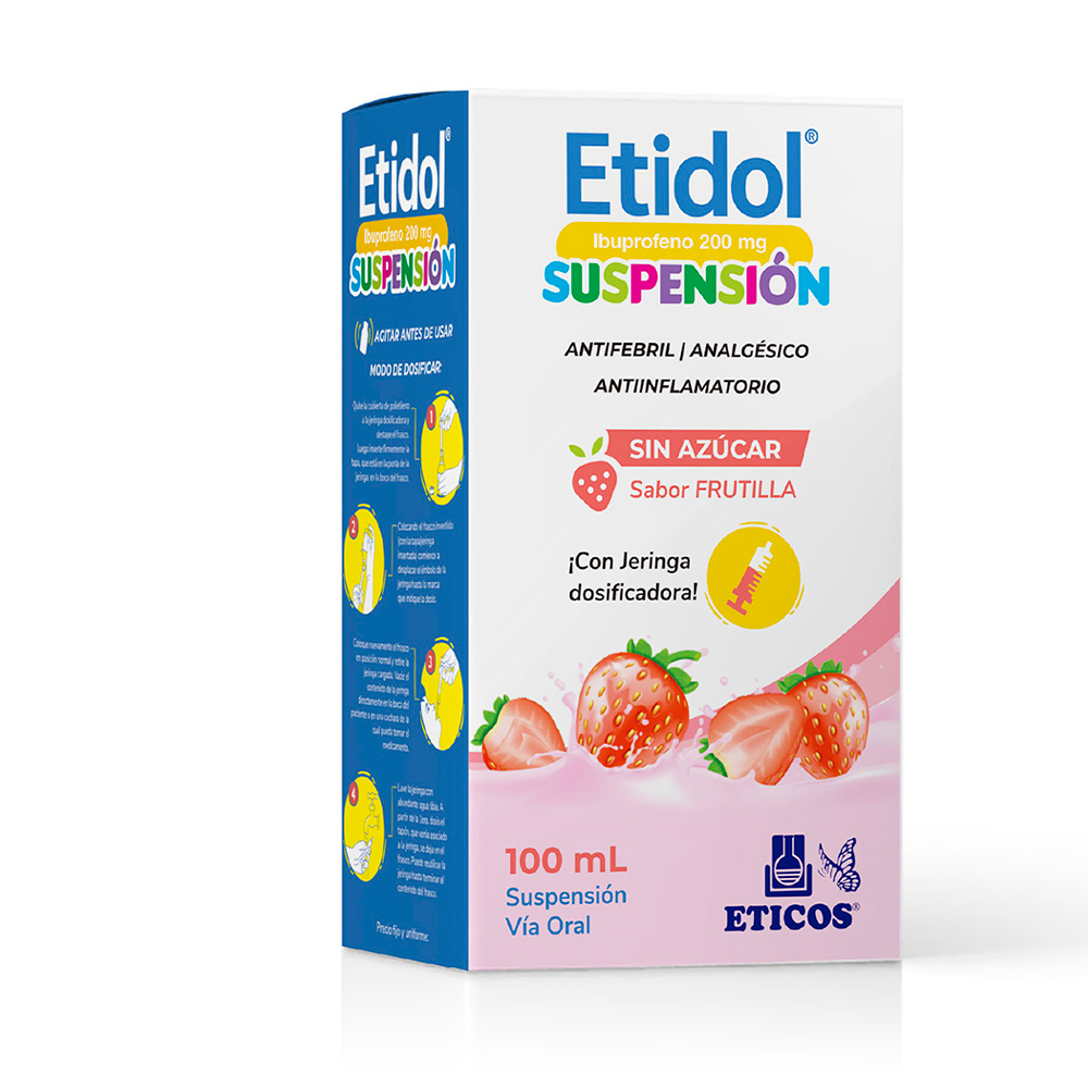 Etidol Ibuprofeno 200 mg/5 ml Caja con Jarabe Suspensión 100 ml