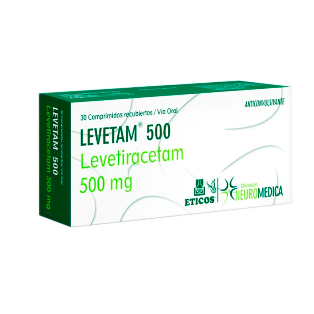 Levetam Levetiracetam 500mg Caja de 30 Comprimidos Recubiertos
