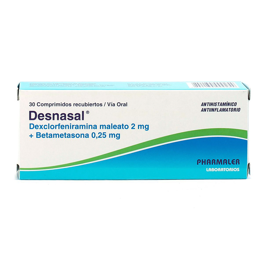Desnasal Dexclorfeniramina Maleato 2 mg + Betametasona 0,25 mg Caja en 30 Comprimidos