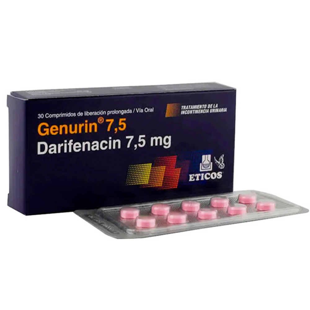 Genurin 7,5 Darifenacin 7,5 mg Caja de 30 Comprimidos de Liberación Prolongada