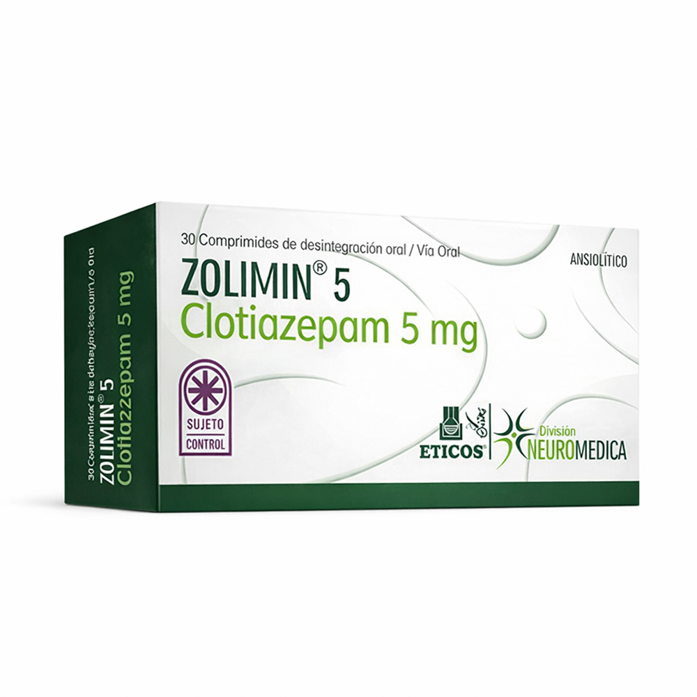 Zolimin Clotiazepam 5 mg Caja de 30 Comprimidos de Desintegracion Oral