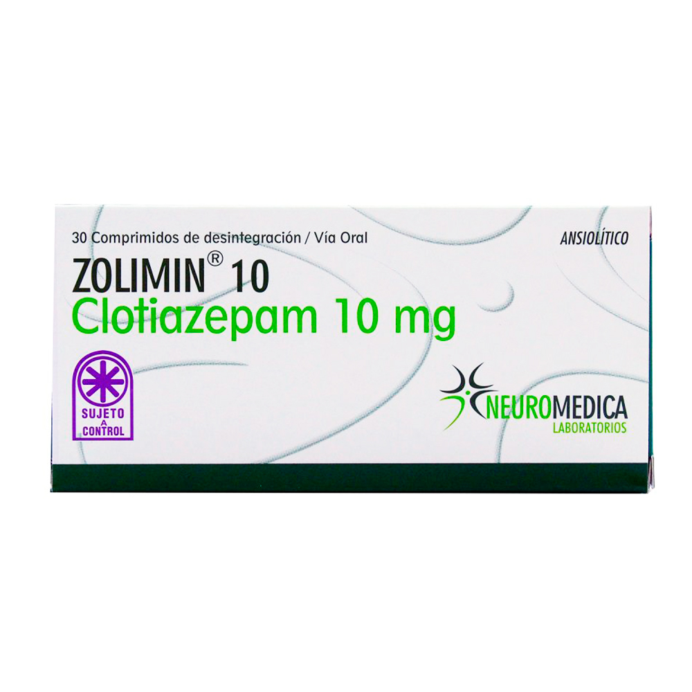 Zolimin 10 mg Clotiazepam 10 mg Caja de 30 Comprimidos de Desintegracion Oral