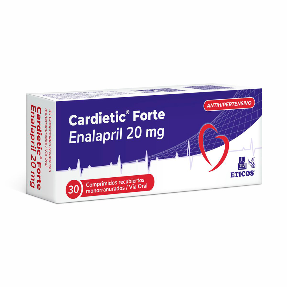 Cardietic Forte Enalapril 20mg Caja de 30 Comprimidos