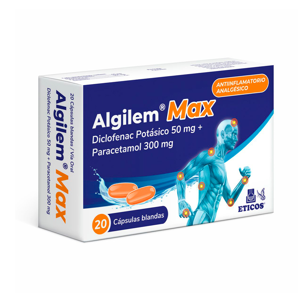 Algilem Max Diclofenac Potásico Caja de 20 Cápsulas Blandas