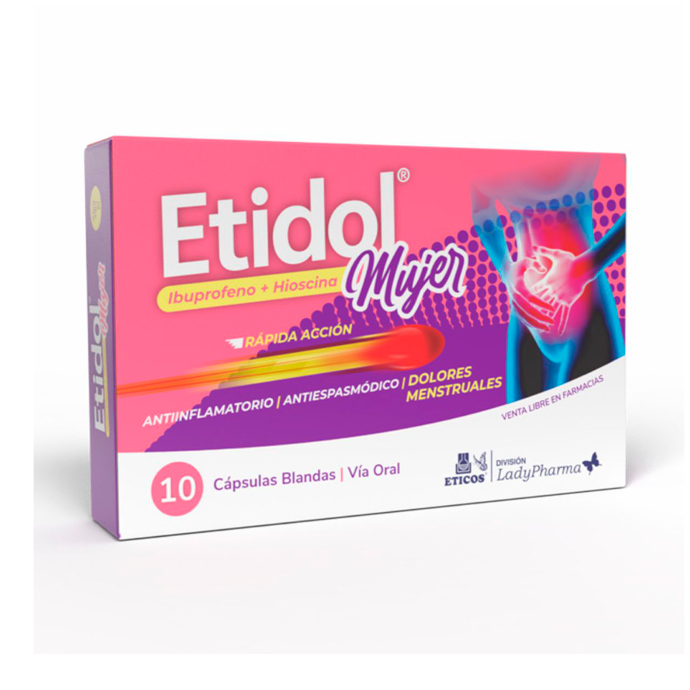 Etidol Ibuprofeno Mujer Caja De 10 Capsulas Blandas