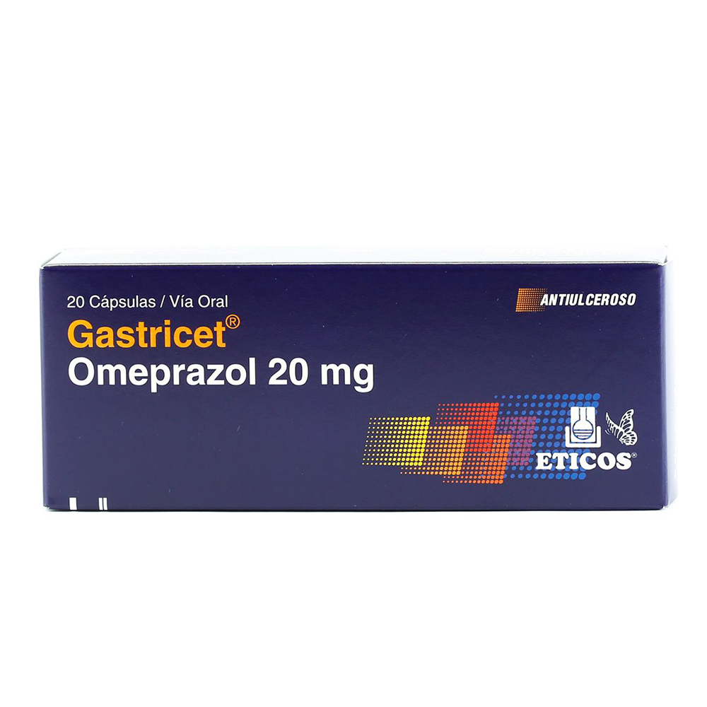 Gastricet Omeprazol 20 mg Caja de 20 Cápsulas