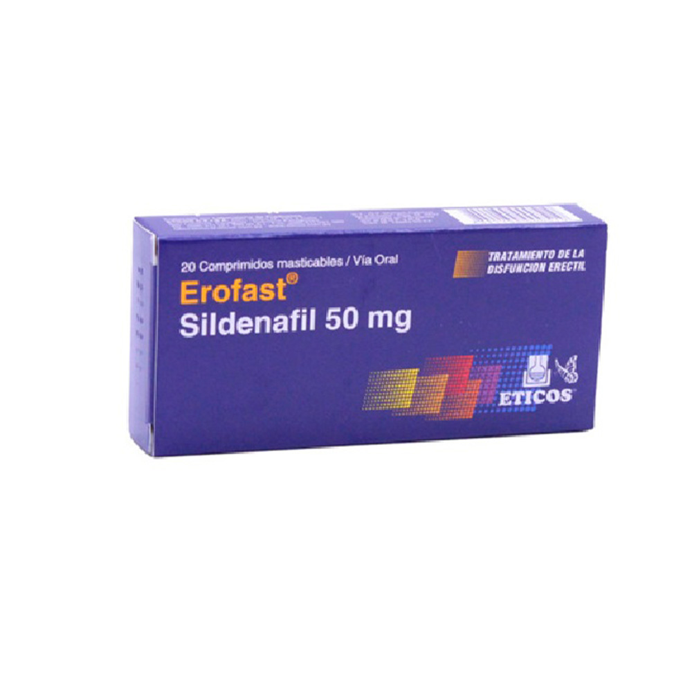 Erofast Sildenafil 50 mg Caja de 2 Comprimidos Masticables