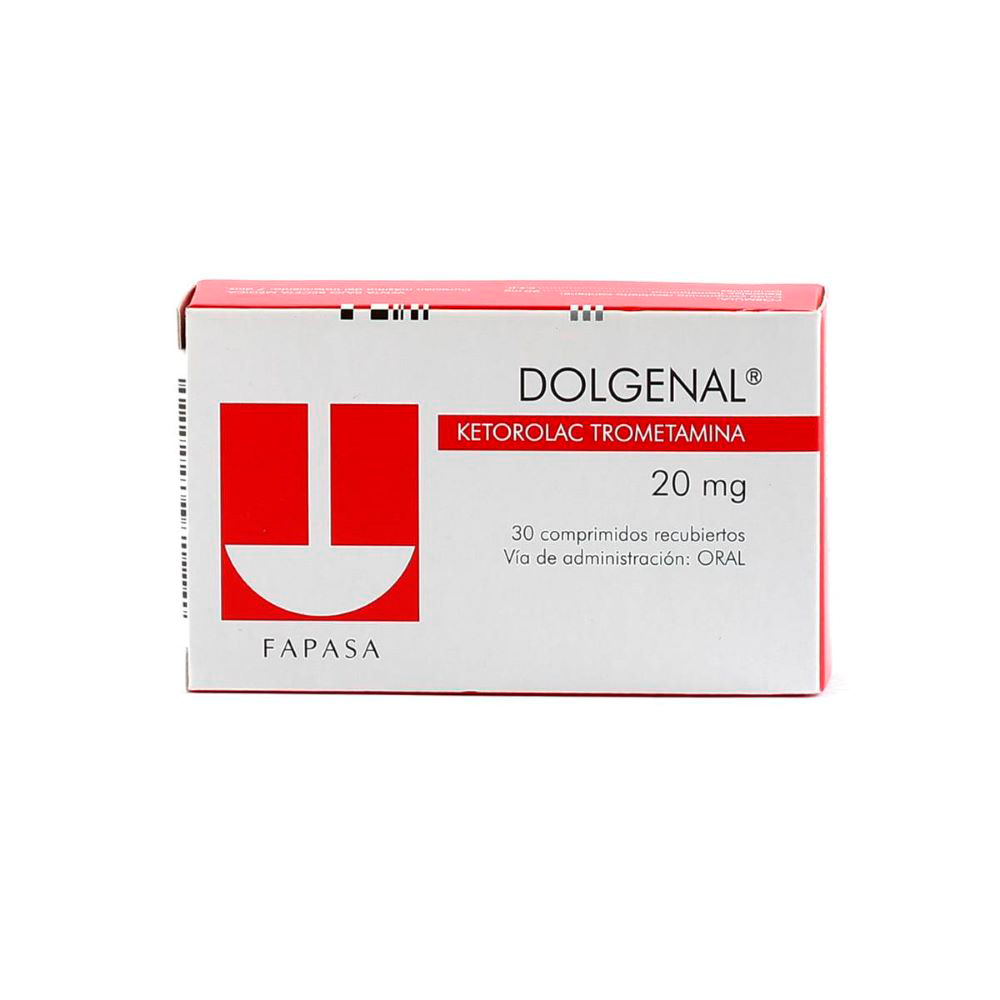 Dolgenal Ketorolac Trometamina 20 mg Caja de 30 Comprimidos