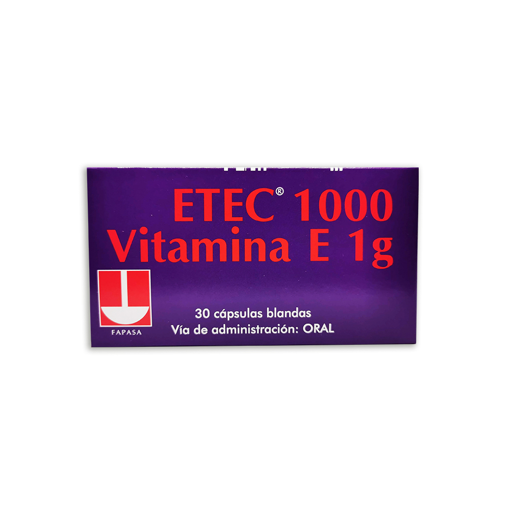 Etec 1000 Vitamina E 1g Caja de 30 Cápsulas Blandas