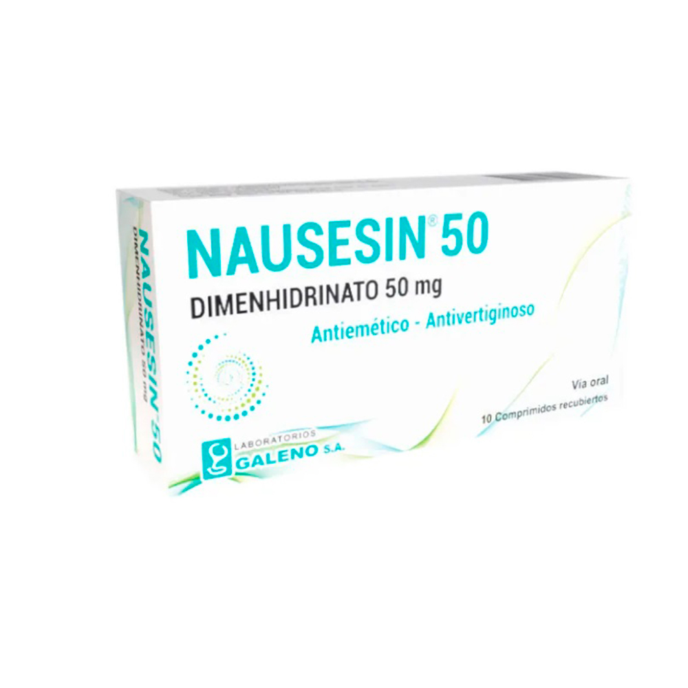 Nausesin Dimenhidrinato 50 Mg Caja De 10 Comprimidos Recubiertos