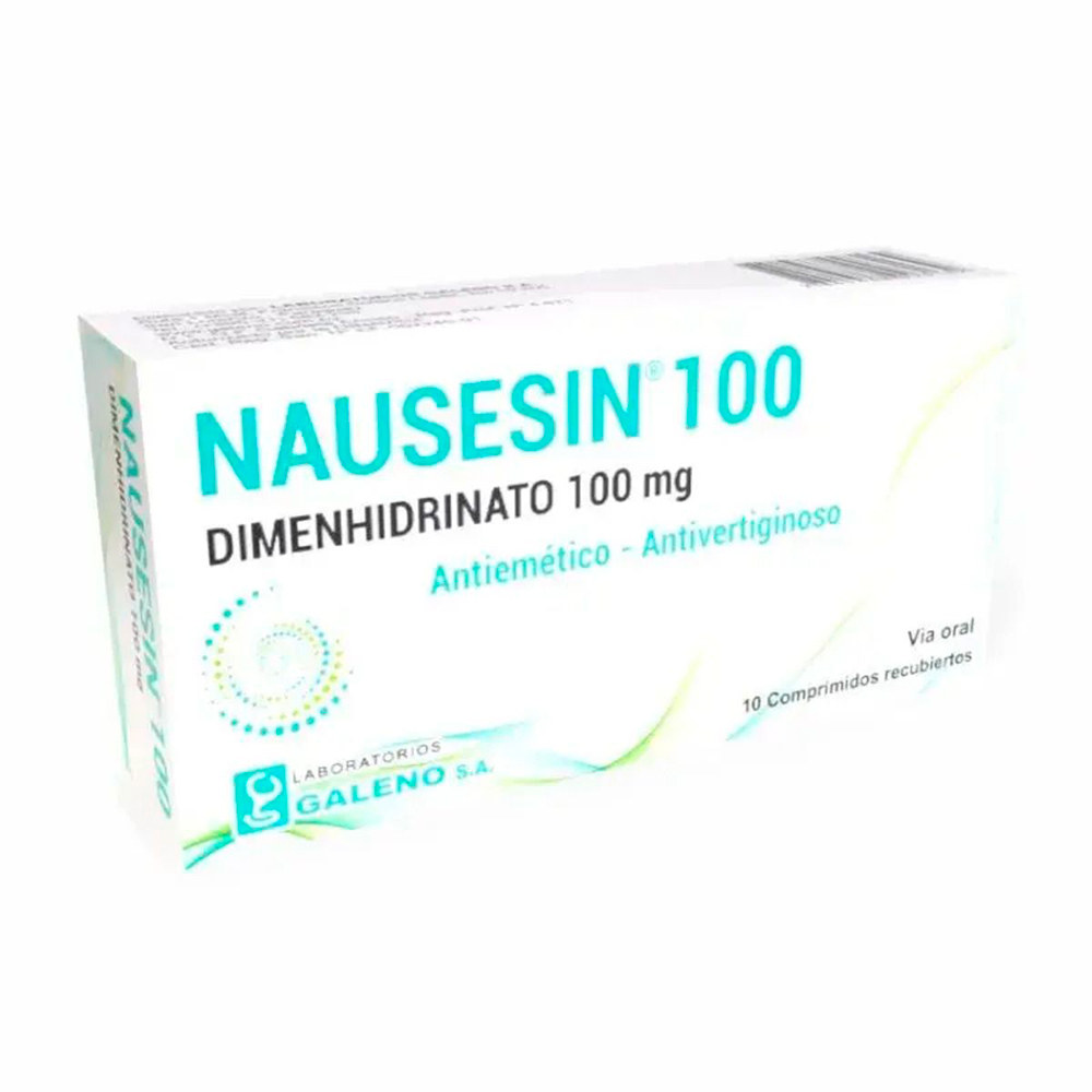 Nausesin Dimenhidrinato 100 Mg Caja De 10 Comprimidos Recubiertos