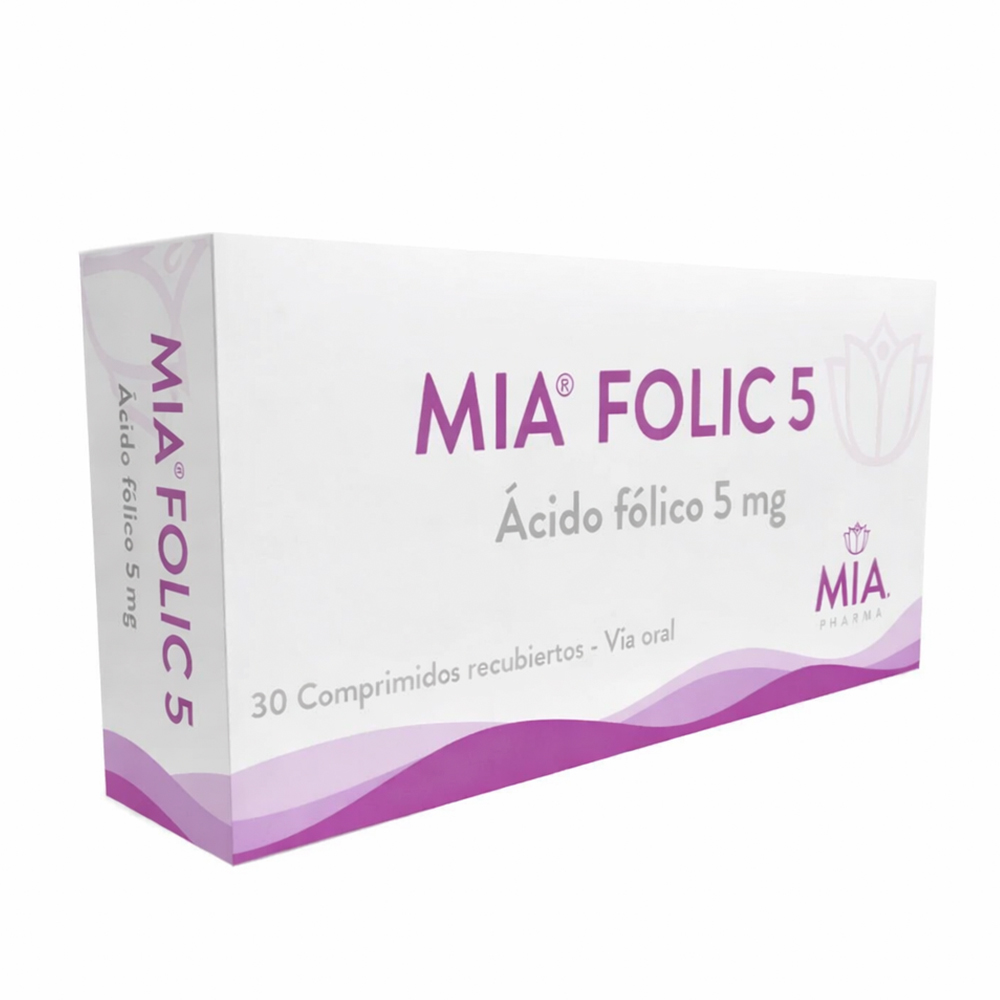 Mia Folic 5 Mg Caja de 30 Comprimidos Recubiertos