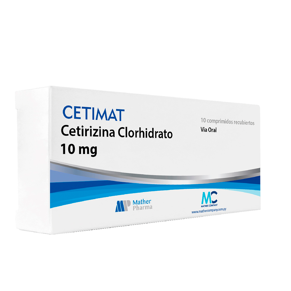 Cetimat Cetirizina Clorhidrato 10 Mg Caja 10 Comprimidos Recubiertos