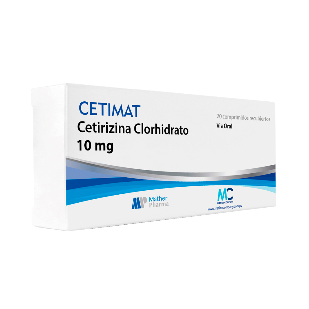 Cetimat Cetirizina Clorhidrato 10 Mg Caja De 2 Blíster x 20 Comprimidos Recubiertos