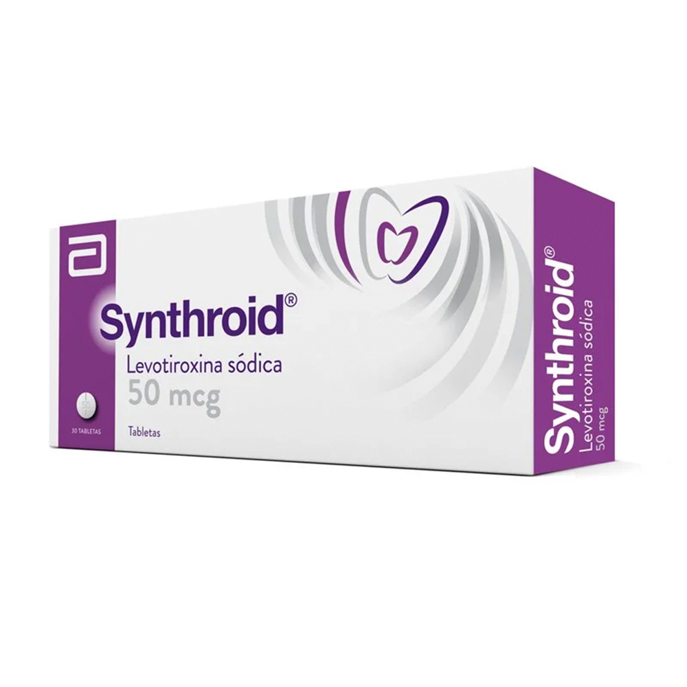 Synthroid Levotiroxina Sodica 50 mcg Caja de 30 tabletas