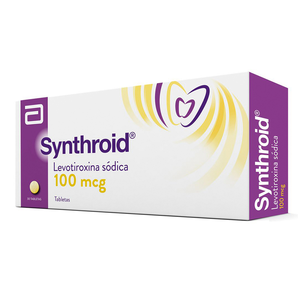Synthroid 100 mcg Levotiroxina Sodica Caja de 30 Tabletas