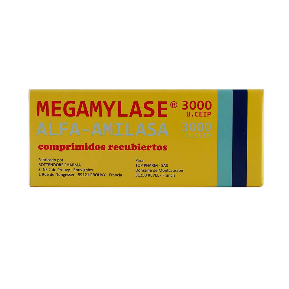 Megamylase Alfa-Amilasa 3000 U.CEIP Caja De 12 Comprimidos Recubiertos