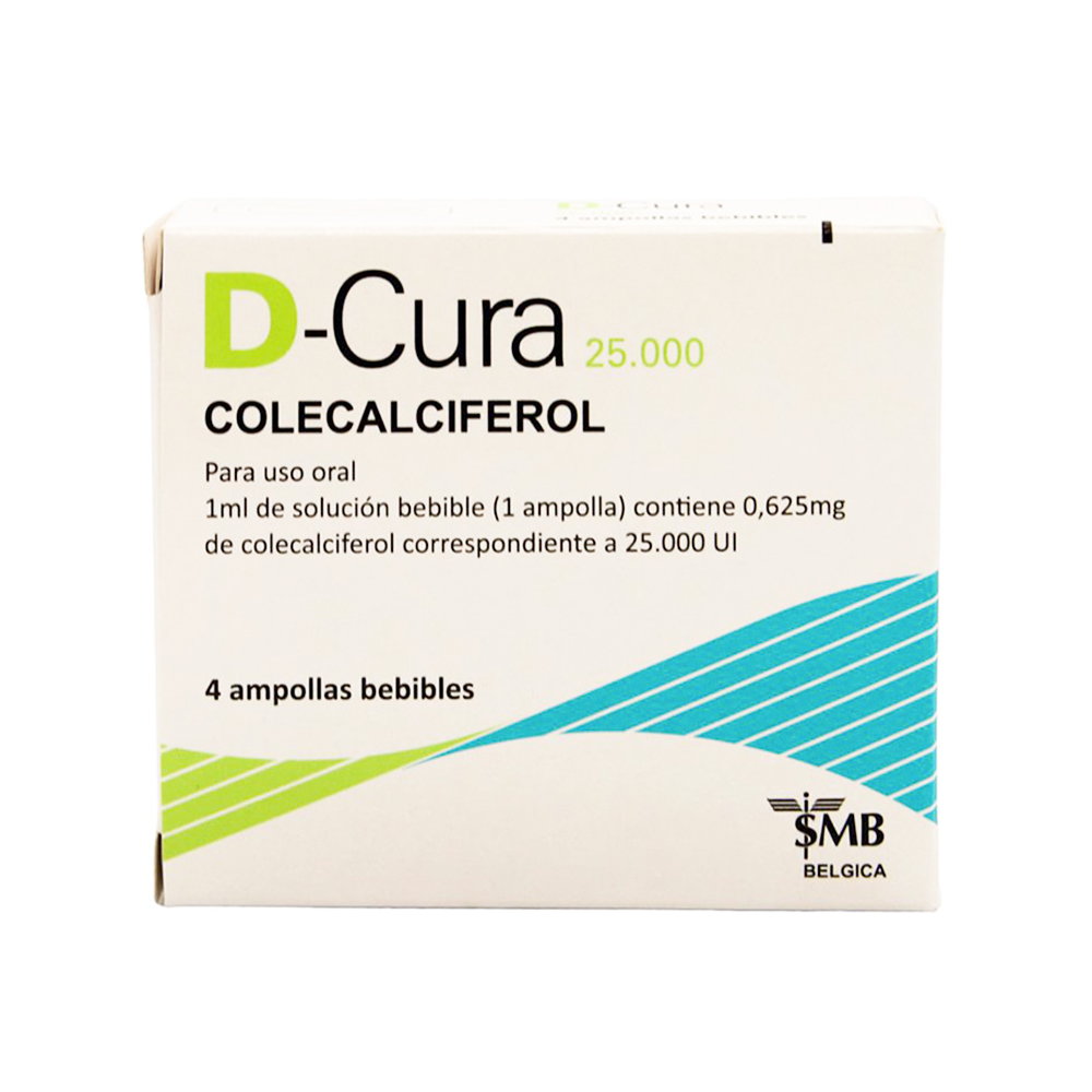 D-Cura 25000 Colecalciferol Contenido De 4 Ampollas Bebibles
