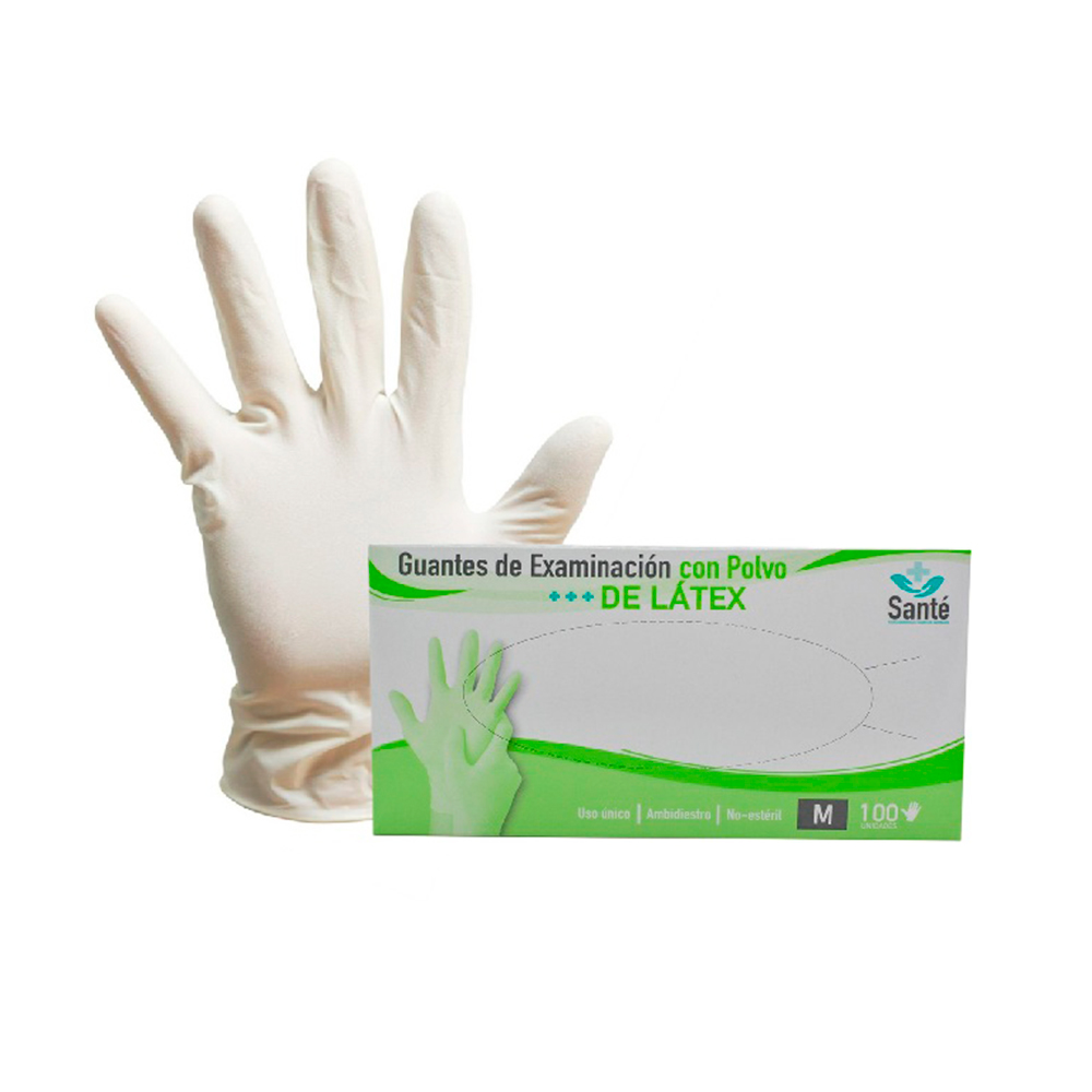 Guante Sante de Examinación con Polvo de Látex Grande M Caja x100