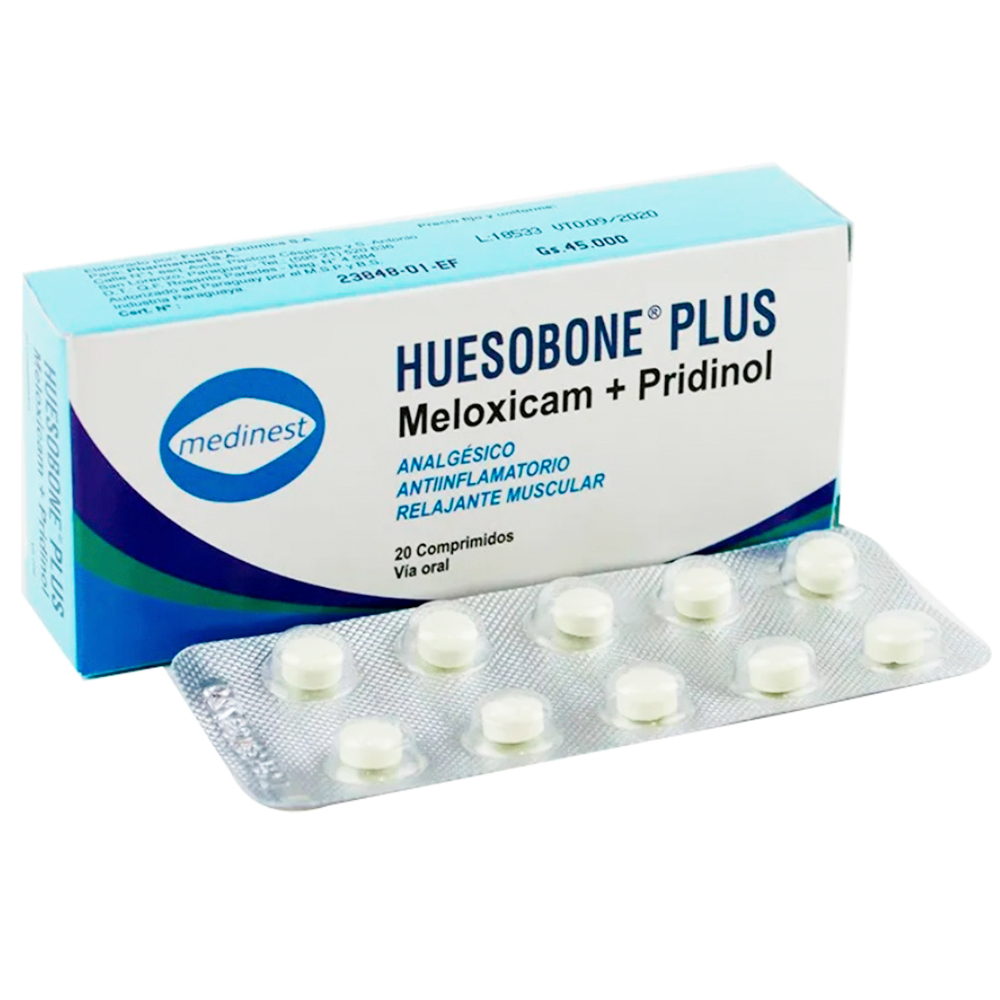 Huesobone Plus meloxicam + pridinol Caja De 20 Comprimidos