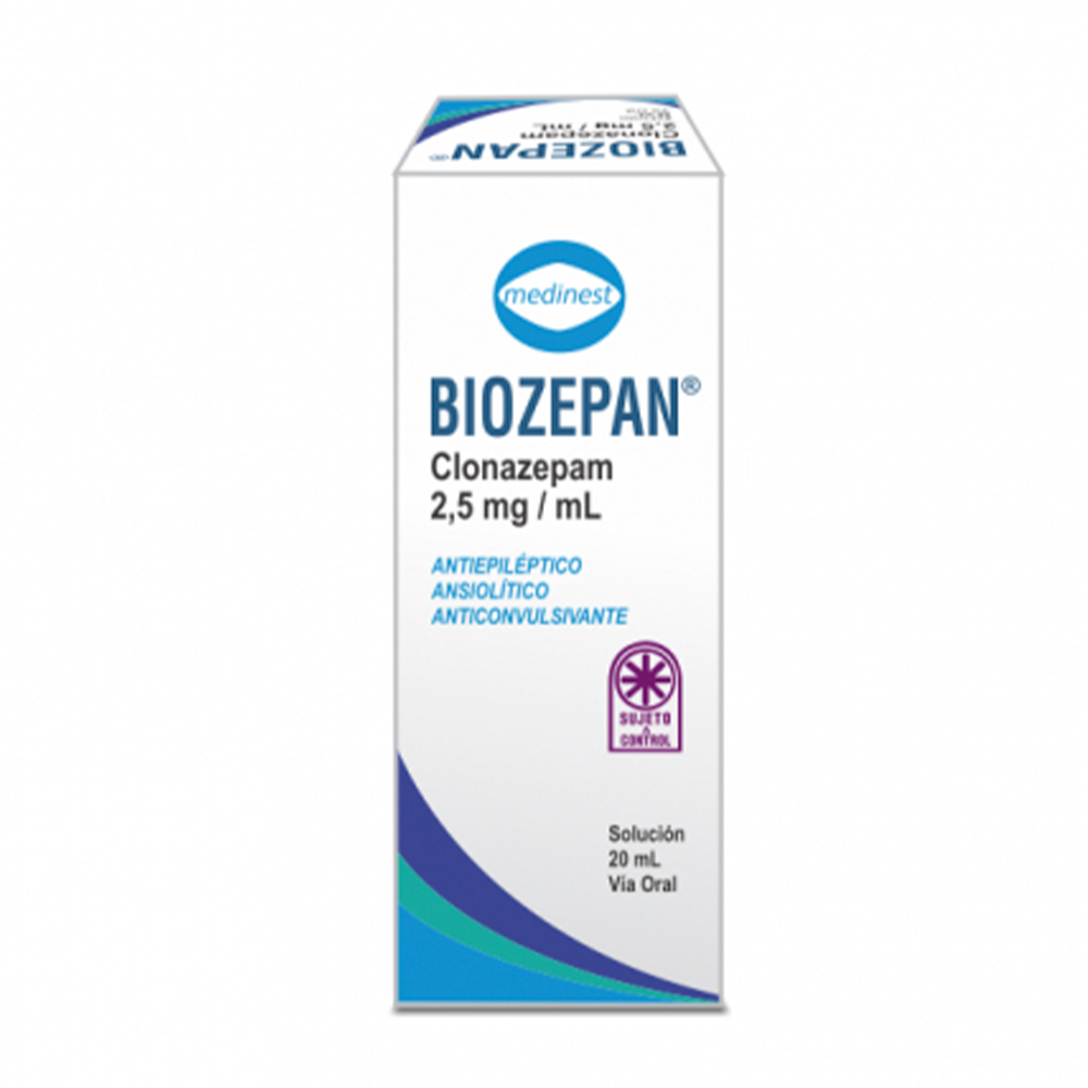 Biozepan Clonazepam 2,5 mg Frasco gotero de 20 mL