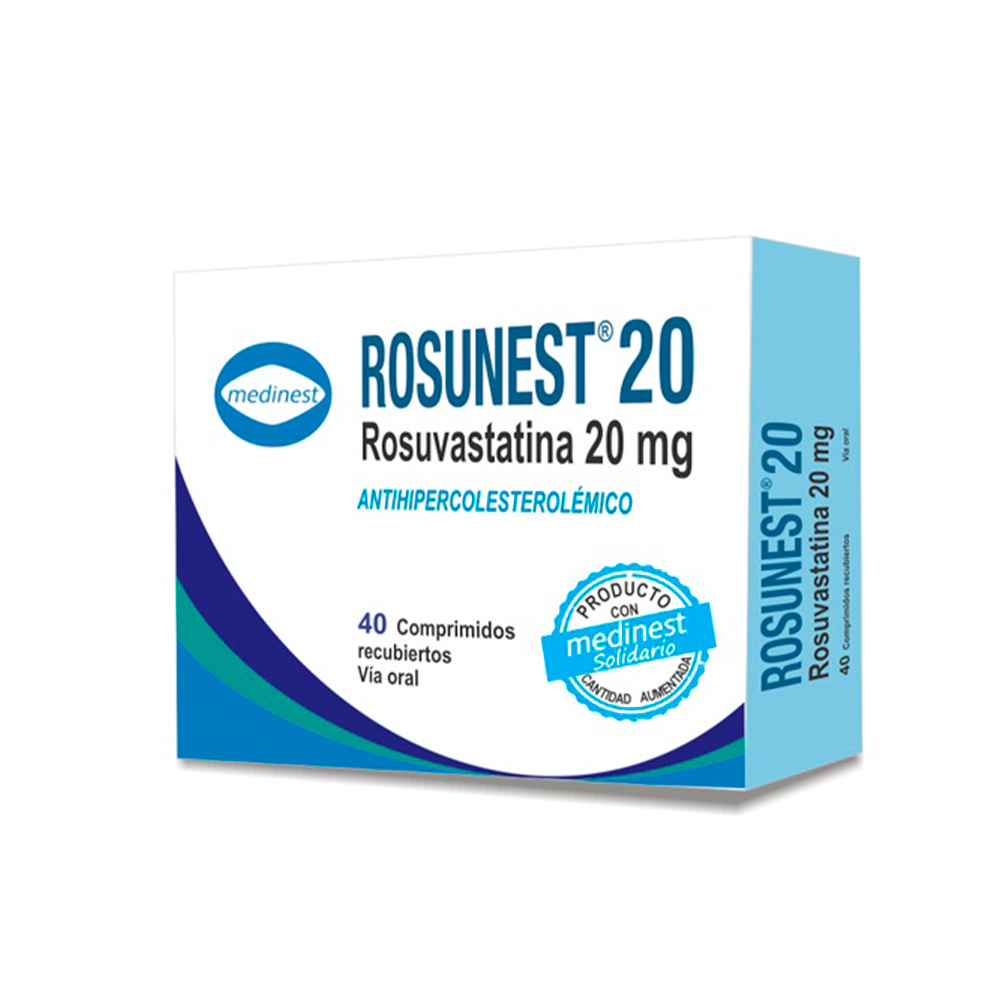 Rosunest 20 Rosuvastatina 20mg Caja De 40 Comprimidos Recubiertos