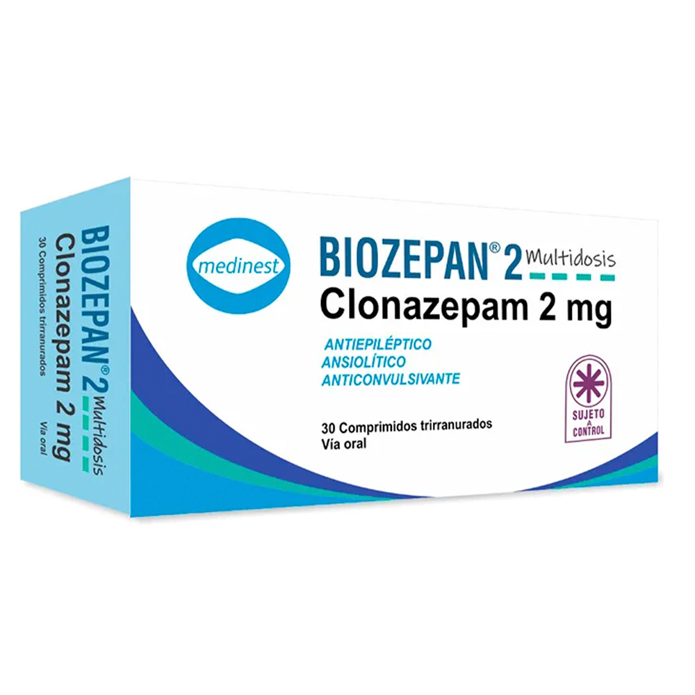 Biozepan Clonazepam 2mg Caja de 30 comprimidos trirranurados