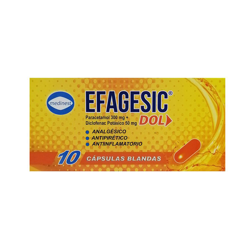 Efagesic Paracetamol 300 Mg y Dilofenac Potásico 50 Mg Caja De 10 Capsulas Blandas