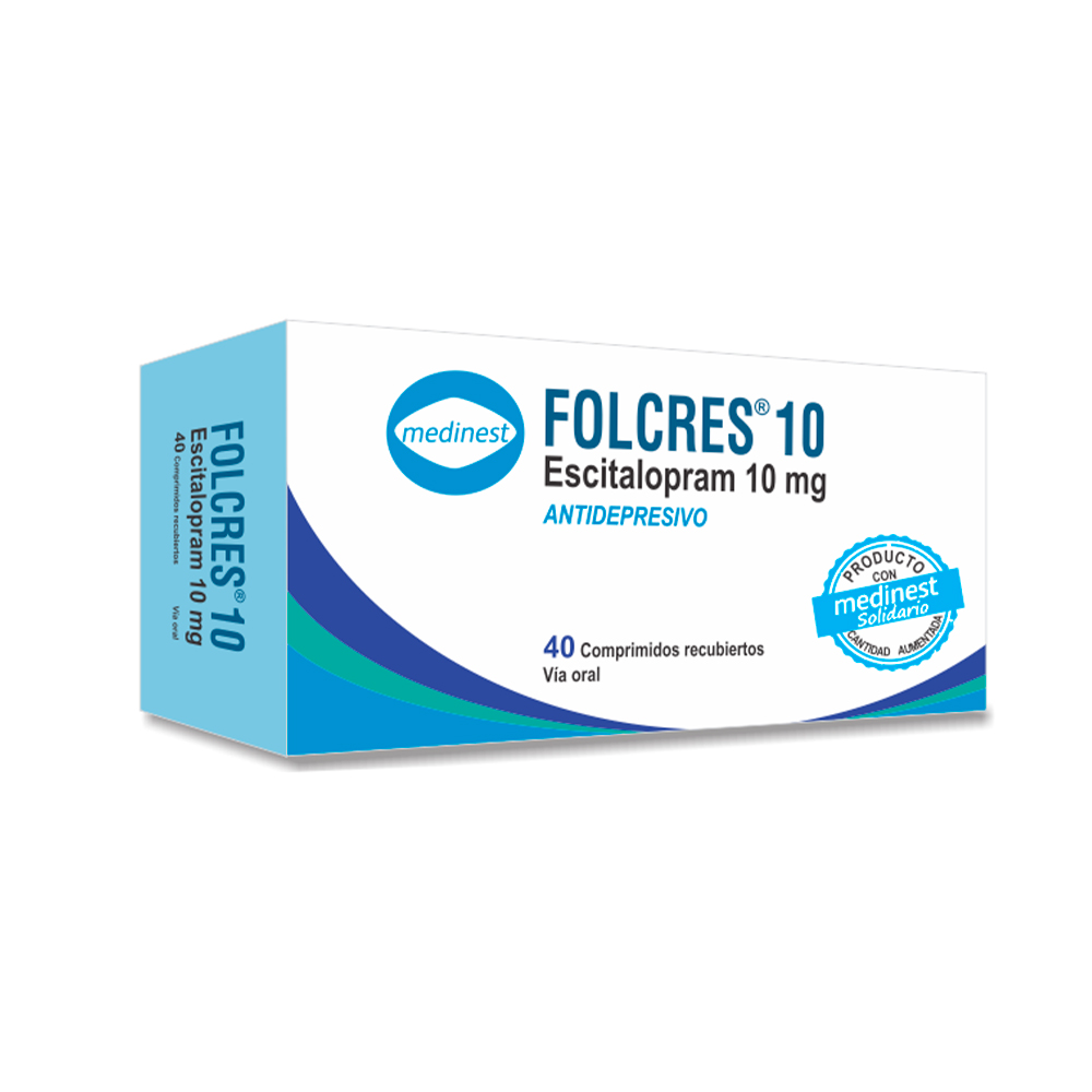 Folcres 10 Escitalopram 10 Mg Caja De 40 Comprimidos Recubiertos