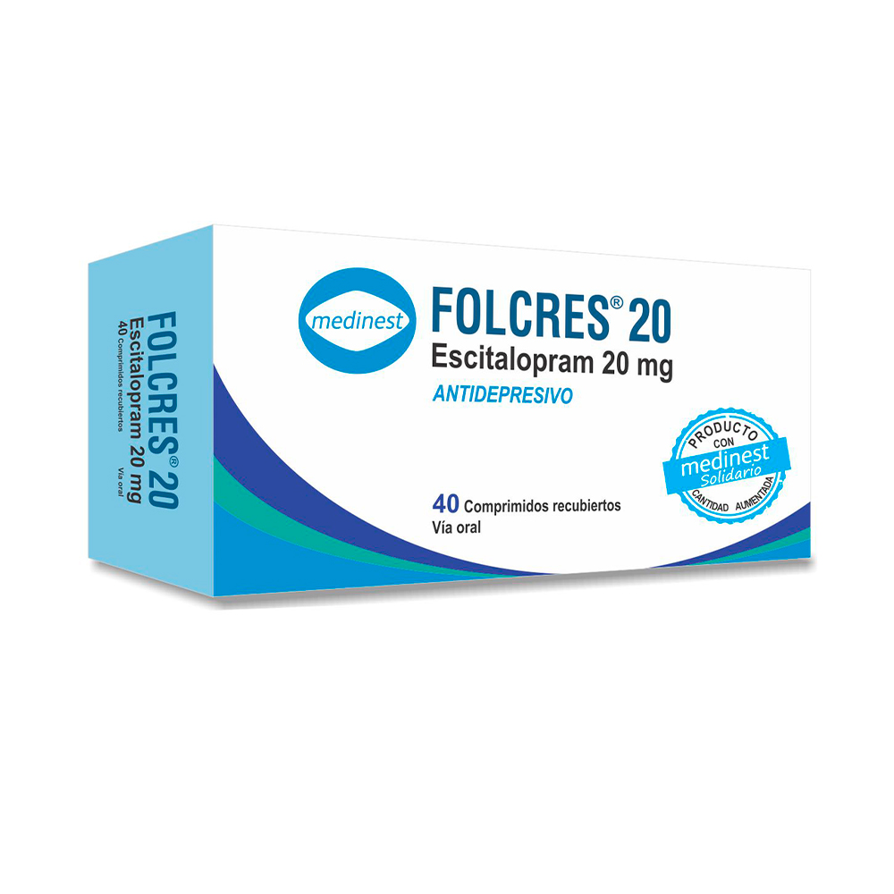 Folcres 20 Escitalopram 20 Mg Caja De 40 Comprimidos Recubiertos