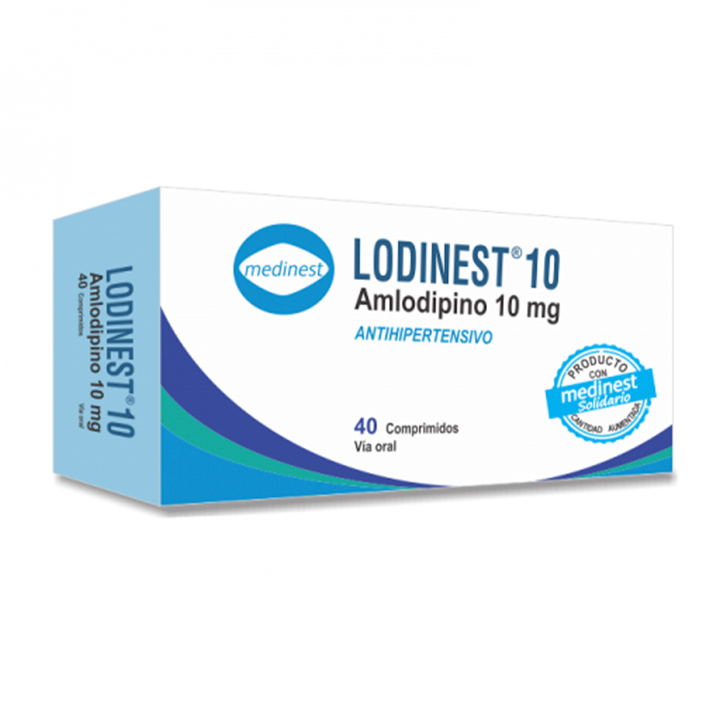 Lodinest 10 Amlodipino 10 mg Caja de 40 comprimidos