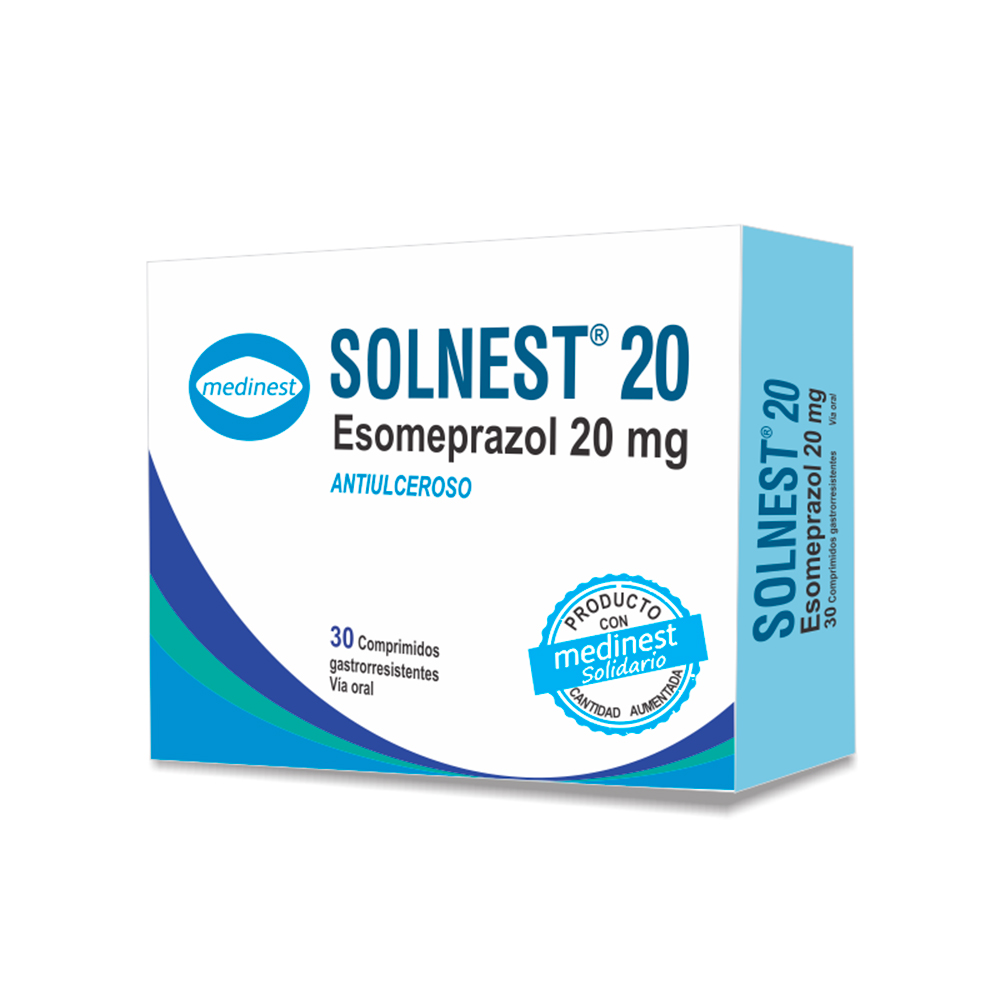 Solnest 20 Esomeprazol 20 Mg Caja De 30 Comprimidos Gastrorresistentes