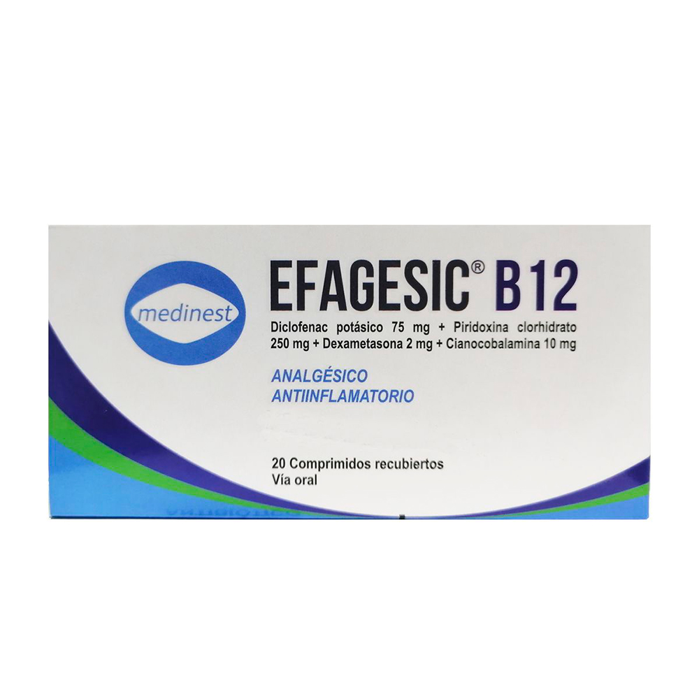 Efagesic B12 Diclofenac Potasico Caja De 20 Comprimidos Recubiertos.