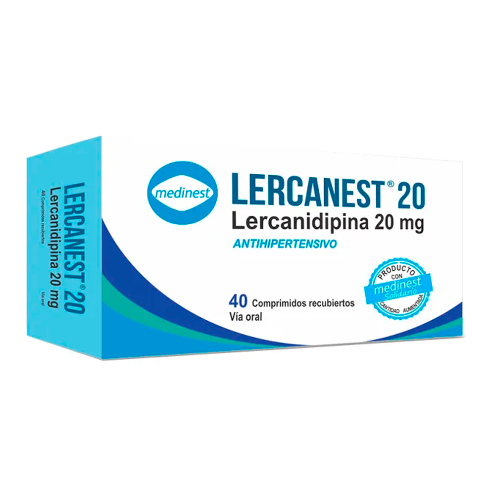 Lercanest Lercanidipina 20 mg Caja de 40 Comprimidos Recubiertos