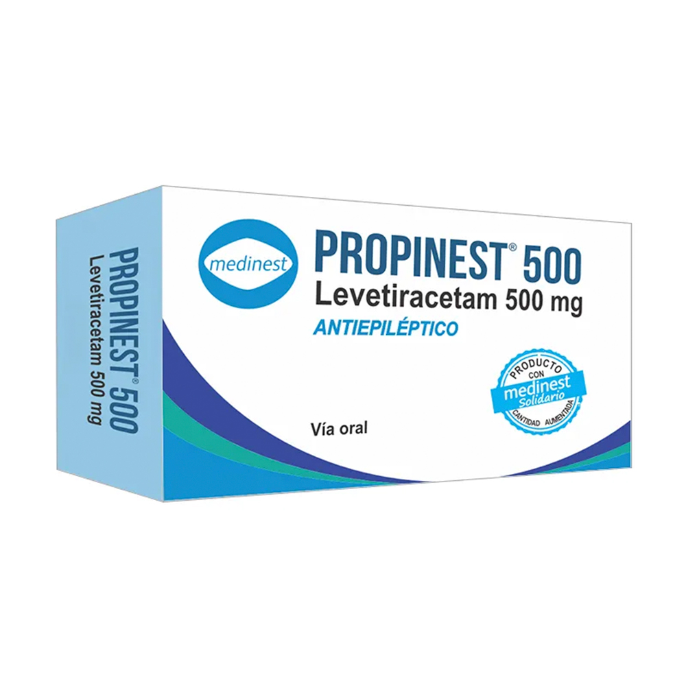 Propinest 500 Levetiracetam 500 mg Caja de 40 Comprimidos Recubiertos