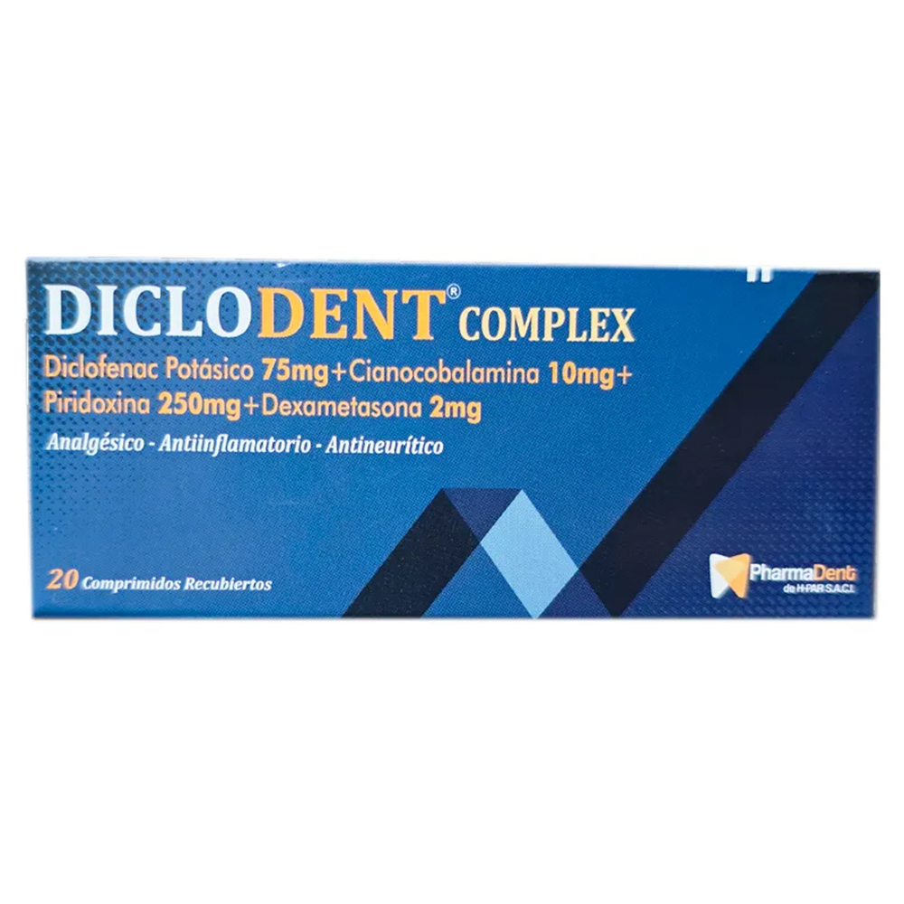 Diclodent Complex Diclofenac Potásico 75 mg Caja de 20 Comprimidos Recubiertos