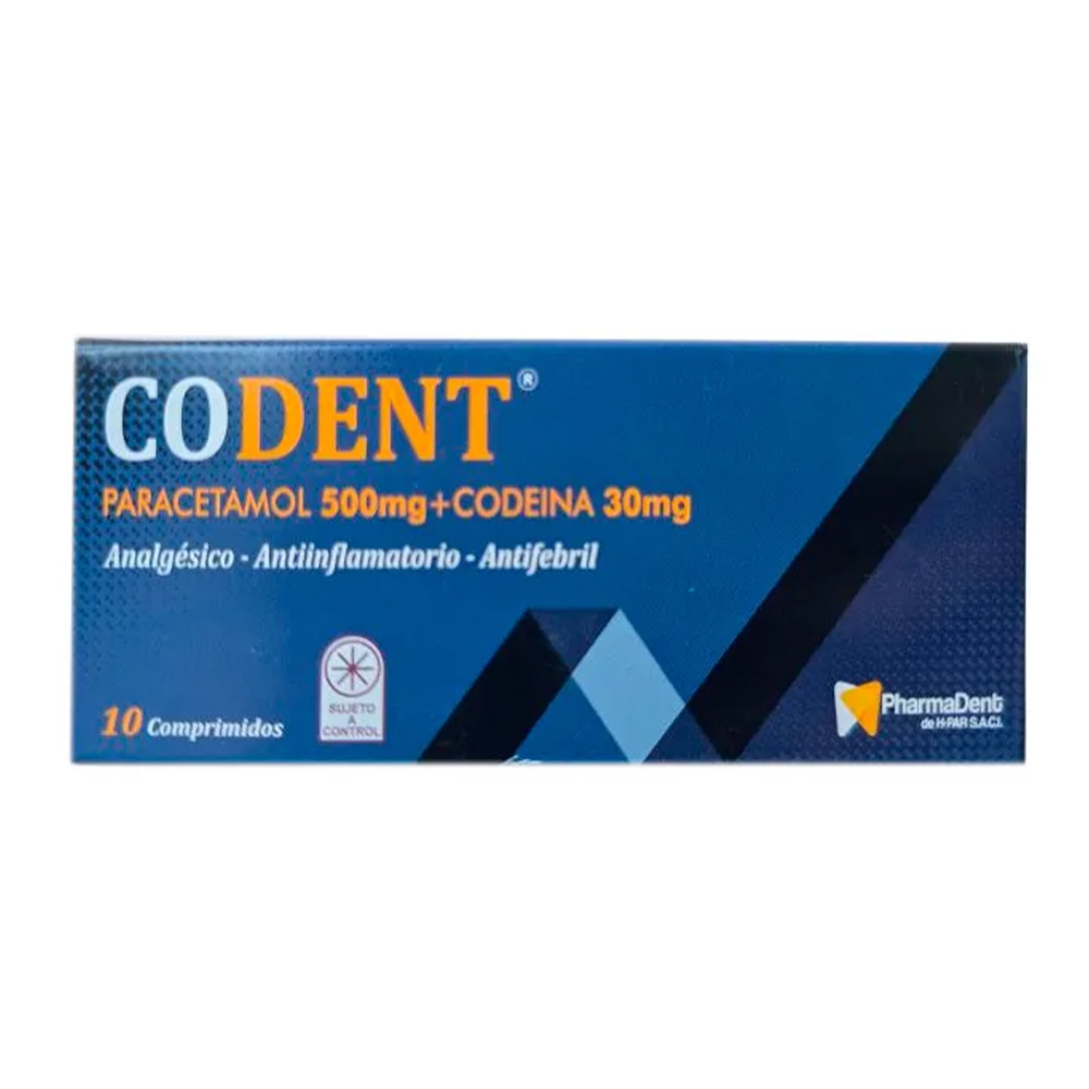 Codent Paracetamol 500 mg Codeina 30 mg Caja de 10 Comprimidos