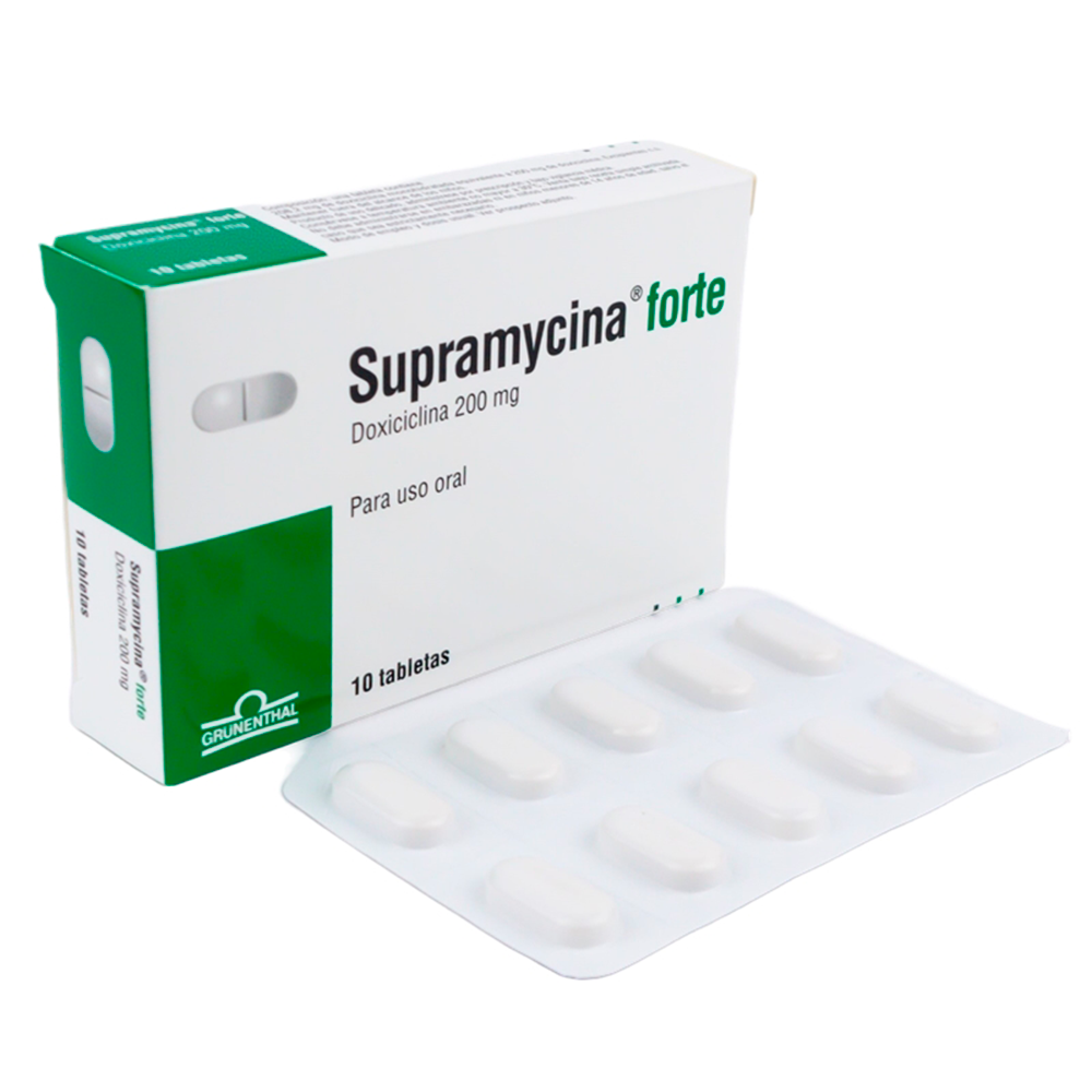 Supramycina Forte Doxiciclina 200 mg Caja de 10 Tabletas