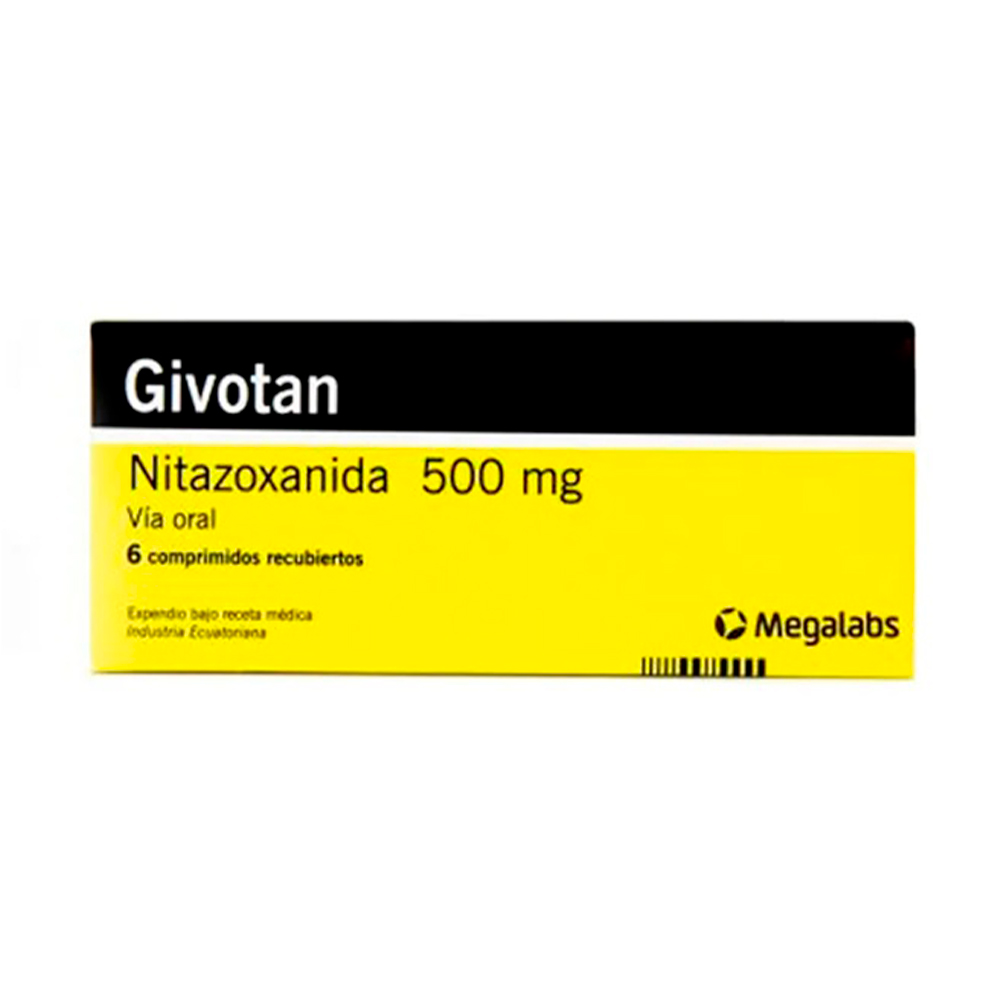 Givotan Nitazoxanida 500 mg Caja de 6 Comprimidos Recubiertos