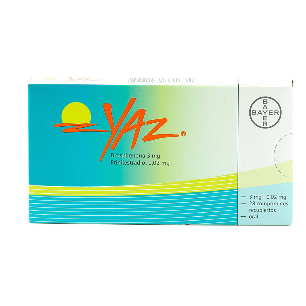 Yaz Drospirenona 3 mg Etnilestradiol 0,02 mg Caja de 28 Comprimidos Recubiertos