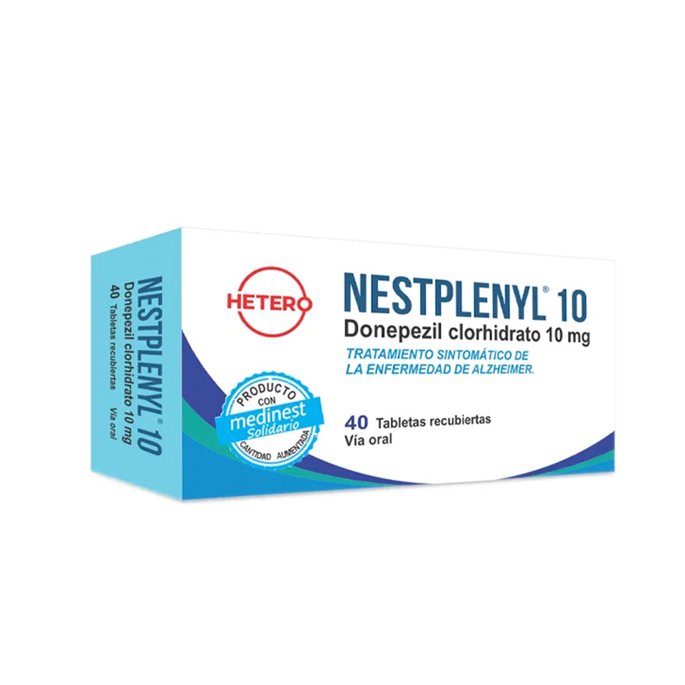 Nestplenyl Donepezil Clorhidrato 10 mg Caja de 40 Tabletas Recuebiertas