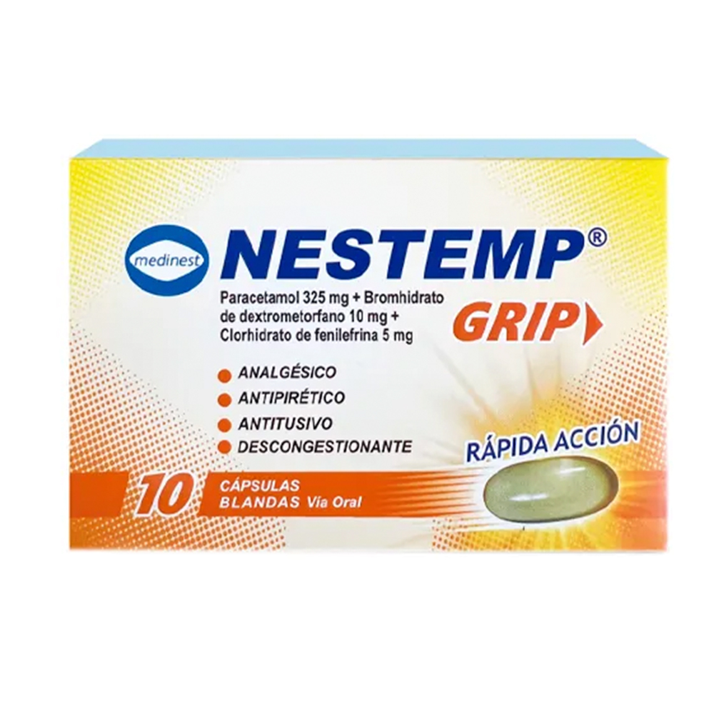 Nestemp Grip Paracetamol 325 mg Caja de 10 Capsulas Blandas
